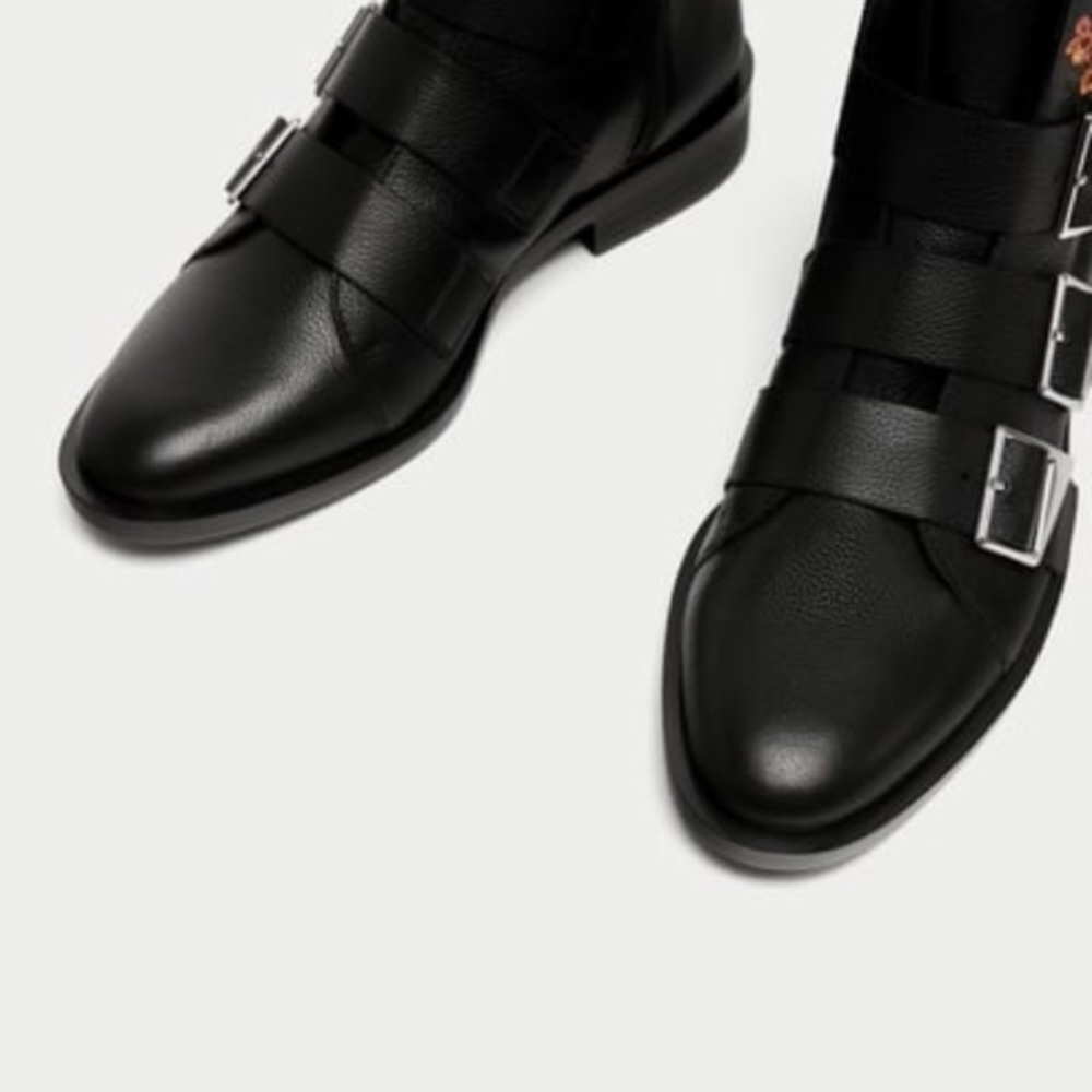 Zara Embroidered Floral Leather Boots - Picture 2 of 7
